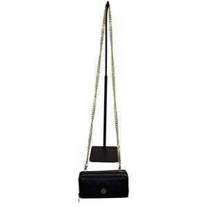 NWOT Daisy Fuentes Small Black Quilted Purse Wallet With Gold Chain